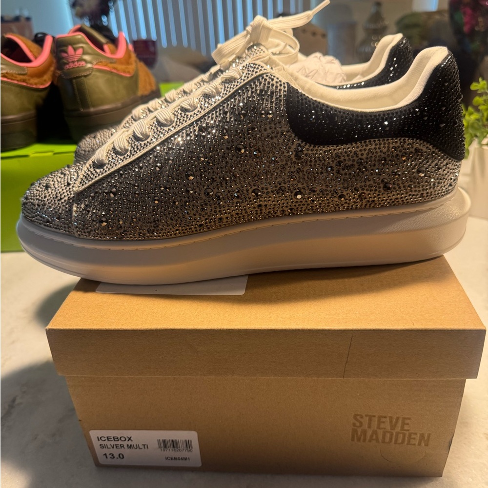 Steve Madden Silver Sneakers Sparkling Style